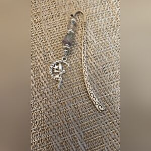 Artisanal Silver Metal Fairy Moon With Semi Precious Stones Bookmark